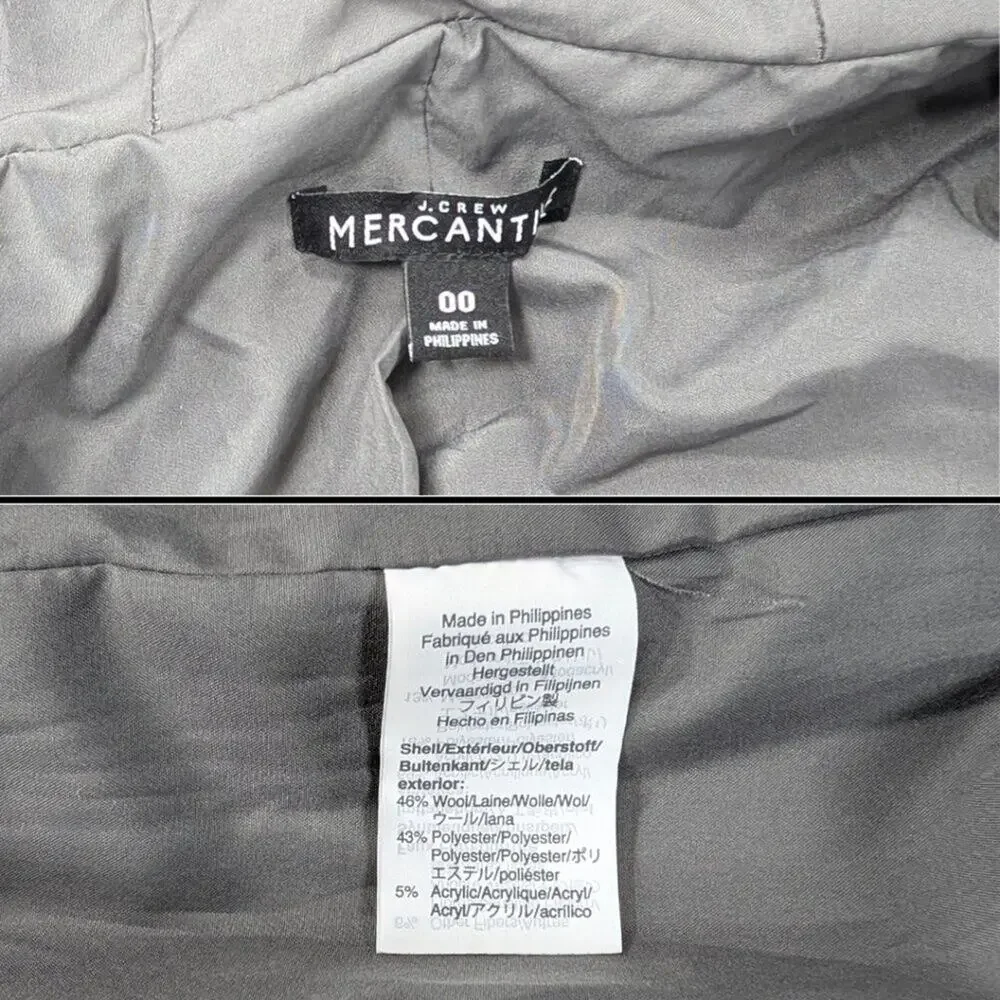 J.Crew Mercantile 00 Heathered Gray Vail Park Wool Blend Hooded Winter Coat - Picture 9 of 9